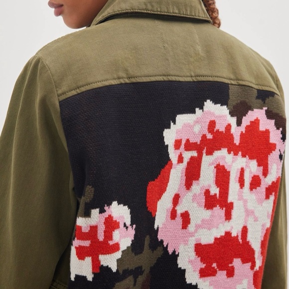 Anthropologie Crochet-Back Denim Utility Jacket - Picture 3 of 6